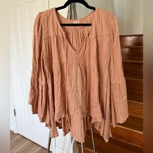 En Crème Peach Long Sleeve Top